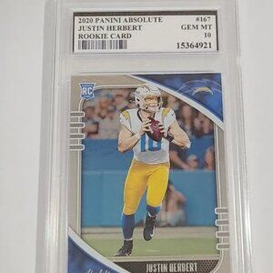 Justin Herbert 2020 Real original card Panini Absolute #167 Rookie card Gem Mint